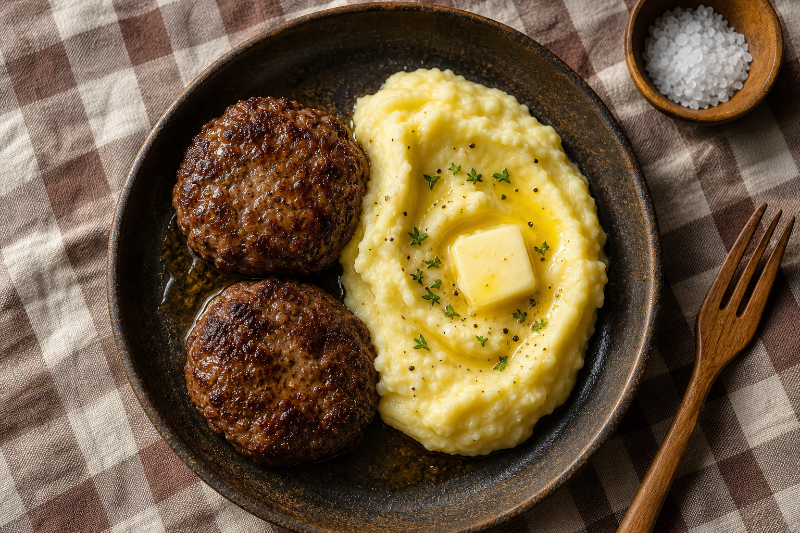 Steak haché et purée, recette GustoPlan