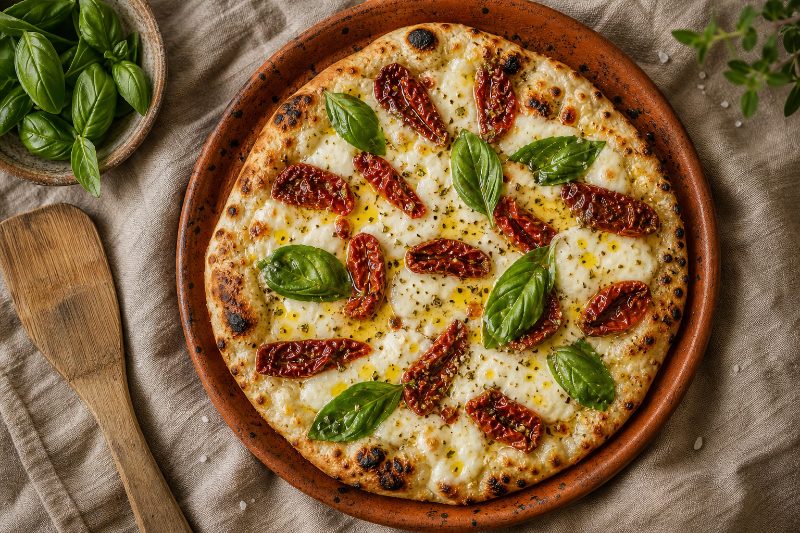 Pizza mozzarella basilic, recette GustoPlan