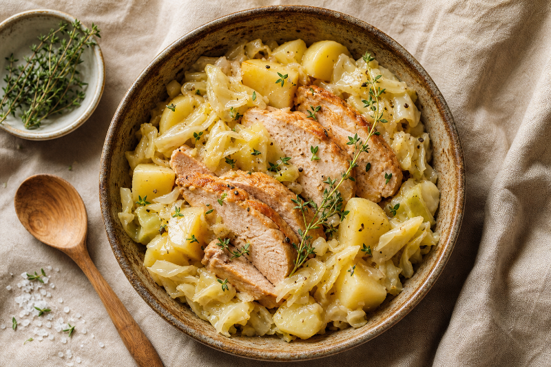 One-pot dinde, chou et pommes de terre, recette GustoPlan