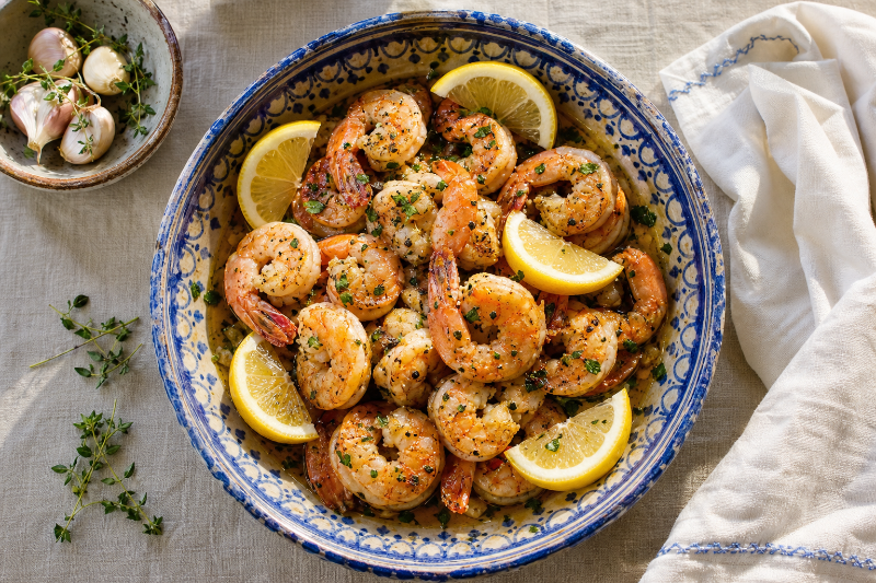Crevettes à l'ail et citron à l'air fryer, recette GustoPlan