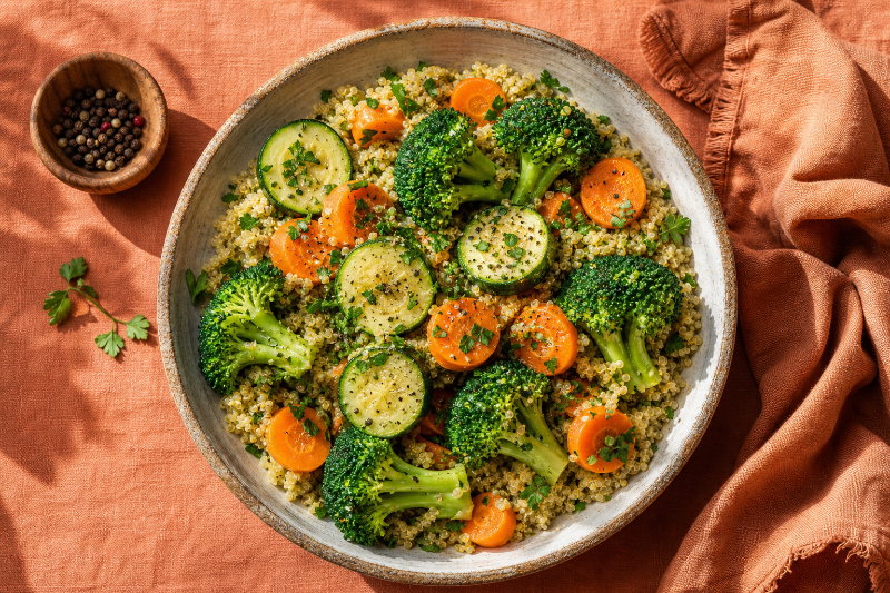 Vegetables with herbed quinoa, GustoPlan recipe