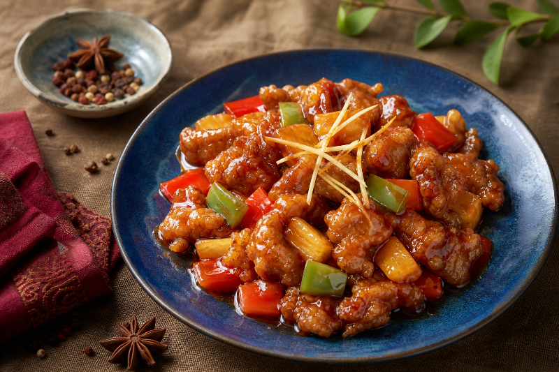 Sweet and Sour Pork with Three Peppers