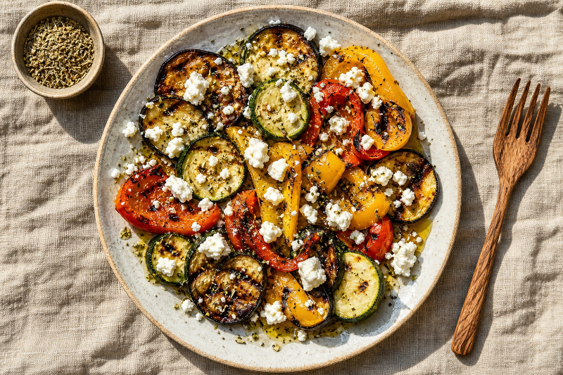 Légumes grillés et feta, recette GustoPlan